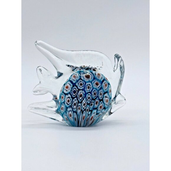 Murano Style Millefiori Art Glass 4.25" ropical Angelfish Paperweight Figurine - Picture 2 of 9
